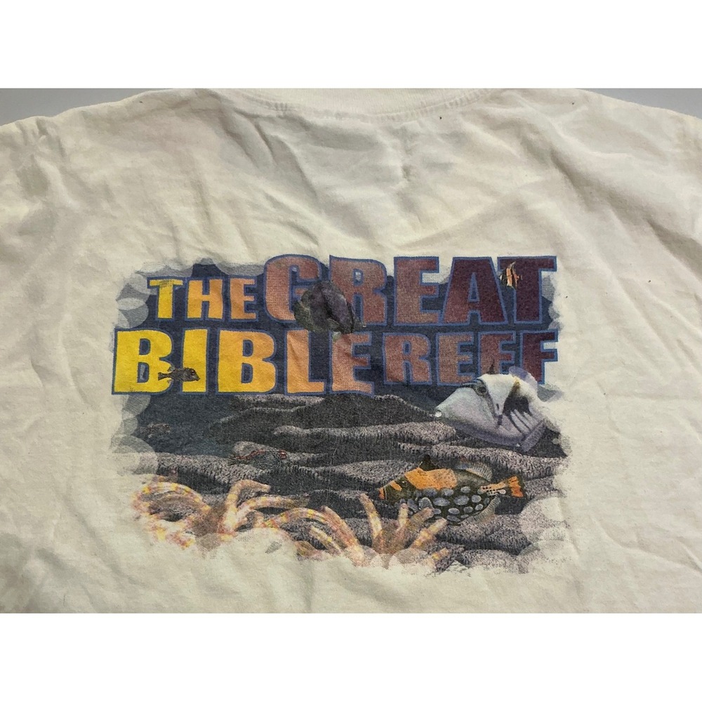 VTG Y2K Jesus Christian God The Great Bible Reef Nature Coastal Rare T-Shirt L - Picture 4 of 6